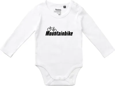 Produktbild von Huuraa Baby Body Mountain Bike Fahrrad 74 White  Baumwolle Fairtrade Langarmbody Geschenkidee