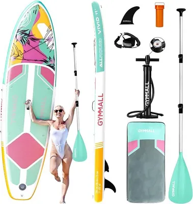 Imagen del producto de GYMALL, tabla de paddle surf inflable, 335x84 cm, capacidad máxima de 136 kg