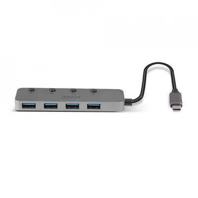 Productafbeelding van Lindy 43383 LINDY USB 3.2 Type C Hub met 4 poorten en aan/uit-schakelaar