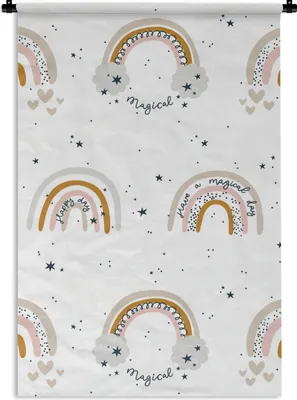 Produktbild von MuchoWow® Wandteppich Wandbehang Muster - Regenbogen - Zitate 120x180 cm Tapisserie Dekoration Wandtuch - Schlafzimmer - Dekorationen für das Haus
