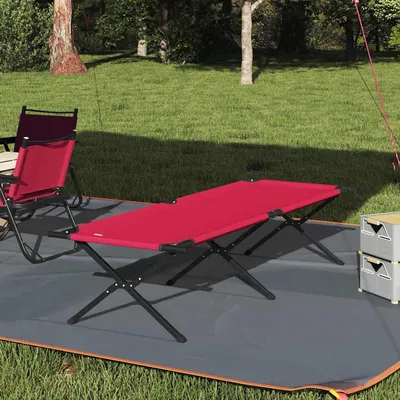 Obrázek produktu pro Skládací postel – Kempingová postel – Venkovní spaní – Kompaktní, skládací – 210 x 80 cm – Červená