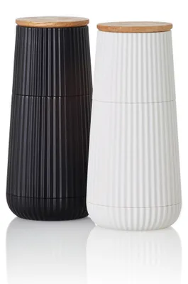 Produktbild von AdHoc Set Pfeffer- und Salzmühle Scape, black&white, CeraCut® Ceramic Mahlwerk, Kunststoff / Eichenholz