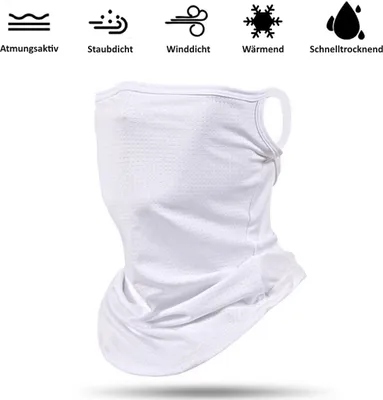 Produktbild von Schlauchschal Mund-Nasen-Maske in Weiß, Behelfs Maske, Multifunktionsschal, Multifunktionstuch, Halstuch, Halsmanschette für Damen & Herren
