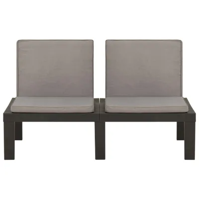 Image de vidaXL Banc de jardin Lounge avec coussins Plastique Gris