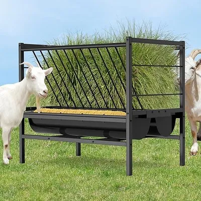Immagine prodotto di Abbeveratoio per animali in metallo, grande, per fieno e cereali. Robusto, senza sprechi, autoportante. Ideale per capre, pecore, cavalli e bestiame. Dimensioni: 107*65*90 cm