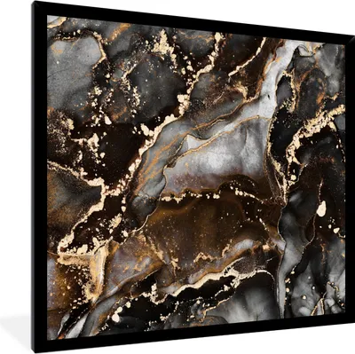 Produktbild von MuchoWow® Gerahmtes Poster Marmor - Gold - Glitzer - Luxus 40x40 cm - Poster mit Schwarzem Bilderrahmen Wandposter Rahmen Foto Bilder - Mit Rahmen - Wanddekoration Schlafzimmer