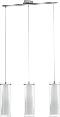 Produktbild von EGLO Hängelampe Pinto, 3-flammige Pendelleuchte, Esszimmerlampe aus Metall in Chrom und Glas in Weiß und Transparent, E27 Fassung