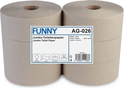 Produktbild von Jumbo Toilettenpapier Funny - 1-lagig - Ø 25 cm - natur - 12 Rollen