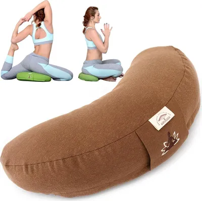 Produktbild von Halbmond Yogakissen | Meditationskissen mit Buchweizenschalen-Füllung Beige
