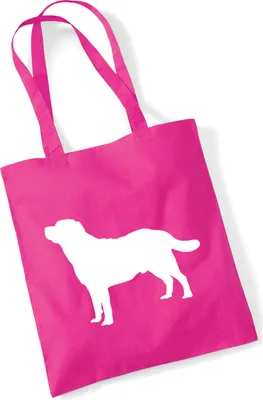 Produktbild von Huuraa Jutebeutel Labrador Retriever Silhouette 10 Liter Fuchsia Baumwolle Tasche Geschenkidee