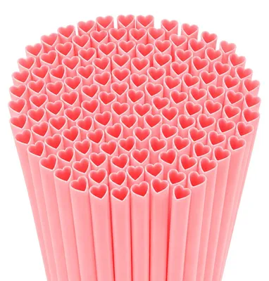 Image de Pailles réutilisables - Forme de cœur - 100 pièces - Plastique