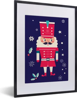 Produktbild von MuchoWow® MuchoWow® Gerahmtes Poster Weihnachtsmann - Weihnachten - Stechpalme - Schnee 30x40 cm - Poster mit zchwarzem Bilderrahmen - Wandposter Schlafzimmer