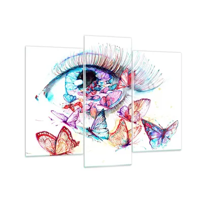 Produktbild von Bilder auf glas - Auge Butterflys Fantasie Fantasie - 130x100cm - Glasbilder - Wandbilder - Kunstdruck - Wanddekoration aus Glas - Glas Bilder - Wandbild auf Glas - GCB130x100-3096
