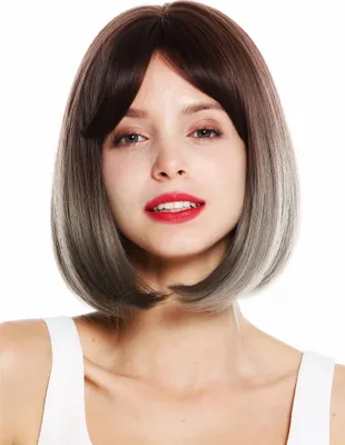 Produktbild von WIG ME UP Perücke kurz Bob langer Pony Braun Grau Mix 1949-8A/10AR