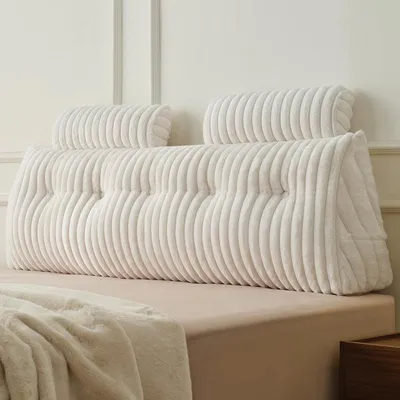 Productafbeelding van Leeskussen bed - Boekenkussen - Wigvormig kussen - Wit - 150 cm