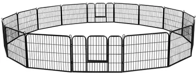 Image de Parc à chiot/clôture 613783 noir 16 pcs, 2 portes, hauteur 60 cm