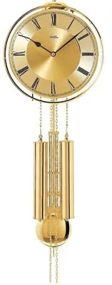 Produktbild von AMS 356 Wanduhr mit Pendel mechanisch golden Frontreif aus Messing Pendeluhr