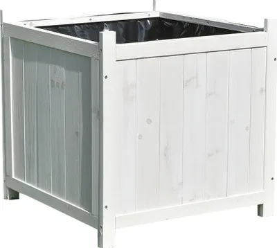Produktbild von 50x50 Blumenkübel Pflanzkasten Blumentrog Blumentopf Blumenkübel Übertopf weiß
