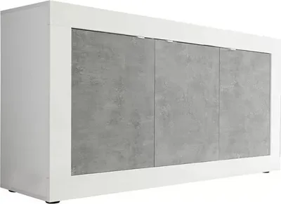 Immagine prodotto di Buffet 3 porte, collezione ISORA, colori bianco e grigio effetto cemento, ideale per il tuo soggiorno o sala da pranzo.