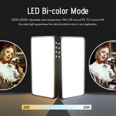 Obrázok produktu pre Andoer RGB LED video svetlo, prenosný panel, 3000 K–6500 K, stmievateľný, jas 30 špeciálnych efektov, CRI ≥ 95, pre portrétnu fotografiu, produktovú fotografiu