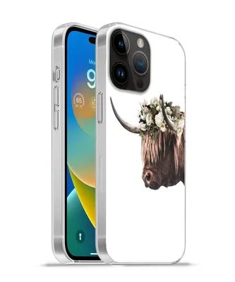 Produktbild von MuchoWow® Handyhülle Schutzhülle Hülle für Apple iPhone 14 Pro - Softcase Schottischer Highlander - Kuh - Rosen Silikon Softcase Handy Hülle - Umschlag