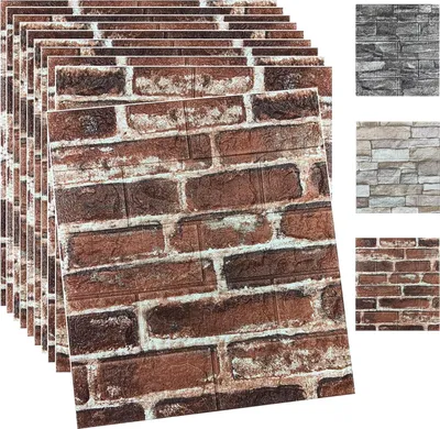 Produktbild von 3D Wandpaneele Backstein Tapete - Selbstklebend - 20 Stück - Rot