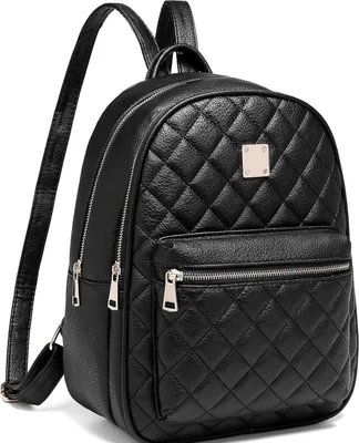 Produktbild von Myhozee Damen Leder Rucksack Schwarz Beige Rosa Lingge Design A4 Magazine