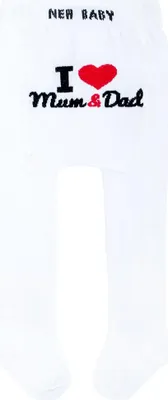 Immagine prodotto di Collant in cotone New Baby bianco I Love Mum and Dad, taglia 56 (0-3m)
