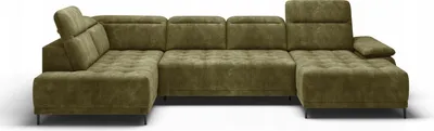 Produktbild von DOMO-HOME Großes U-förmiges Ecksofa FOCUS XL 352x204cm | Bequemes und modernes Design | Verstellbare Kopfstützen | r Veloursstoff | Schlafoption und elektrische Sitzverstellung | Farbe dunkelgelb | Links