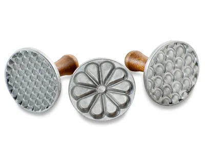 Image de Nordic Ware 01235, 3 tampons à biscuits de haute qualité avec manche en bois et...
