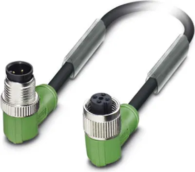 Image de Câble de raccordement Phoenix Contact M12/M12 1xbroche/1xprise coudée 4/4 pôles. Codage A, 250 V, 4 A, nombre de conducteurs 4,