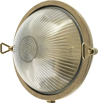 Produktbild von Außenwandleuchte Echt-Messing Glas D: 17,5 cm IP64 in Messing E27 rund Maritim Kellerleuchte