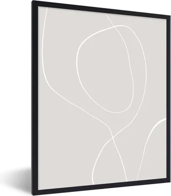 Produktbild von MuchoWow® Gerahmtes Poster Linienkunst - Abstrakt - Pastell 60x80 cm - Poster mit Schwarzem Bilderrahmen Wandposter Rahmen Foto Bilder - Premium - Wanddeko Wohnzimmer