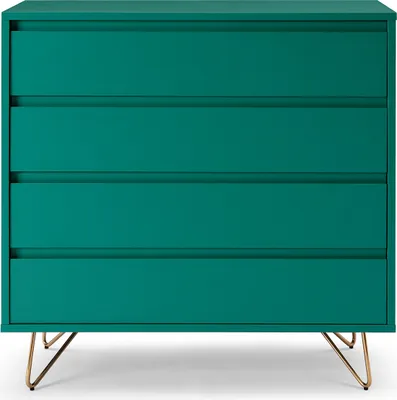 Produktbild von SalesFever Kommode breit | 4 Schubladen ausziehbar | Beine Metall mit Messinglegierung | B 90 x T 40 x H 90 cm | grün