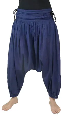 Produktbild von Haremshose "Jaya" für Damen - Pumphose im Aladin-Stil - Pluderhose für Sport & Freizeit : blau S/M Farbe: Blau Größe: S/M