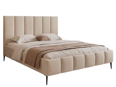 Obrázok produktu pre Besilio Möbel - Posteľ 120x200 Tamara II Slim velvet fabric - Spálňové lôžko s roštom a podnožou - Beige & Velluto 02