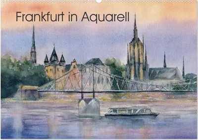Produktbild von Frankfurt in Aquarell (Wandkalender 2025 DIN A2 quer), CALVENDO Monatskalender