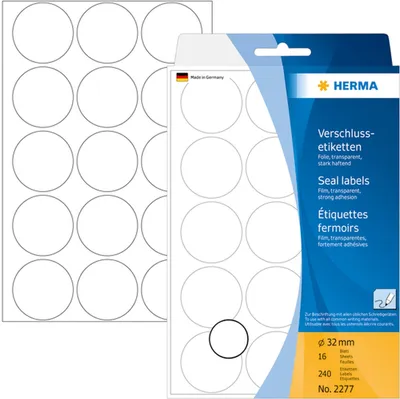 Produktbild von HERMA - Etikett 2277 rund 32mm transparent 240 Stück