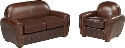 Produktbild von Couchgarnitur Leder 2+1 - Braun - BAUDOIN