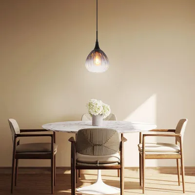Produktbild von LED Pendelleuchte, schwarz, Glas rauchfarben, H 120 cm