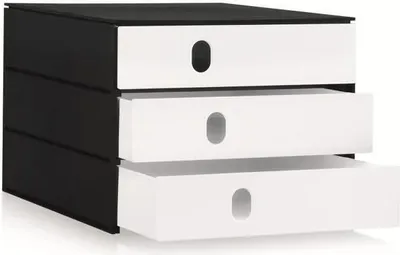 Produktbild von Schubladenbox styroval Pro 3 Schubladen geschlossen schwarz/weiß