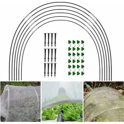 Produktbild von Tunnelgewächshaus-Bogen Fiberglas 18-teilig, Gartenpflanzen-Stützsystem Mit Frostschutzfunktion, Für Gemüseanbau Im Freien Und Gewächshaus