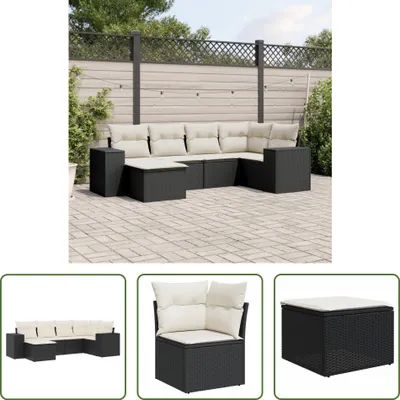 Produktbild von The Living Store 6-tlg. Garten-Sofagarnitur mit Kissen Schwarz Poly Rattan