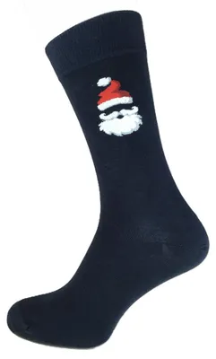 Produktbild von Bonnie Doon Weihnachtssocke „Mr. Claus“ mit dezent eingestricktem Weihnachtsmann, Damen, Blau, Größe 36/42 – Weihnachten – festlich – dezent – glatte Zehennaht – verstärkte Ferse und Spitze – - – fröhliche Socken – blaue Socken – Dunkelblau