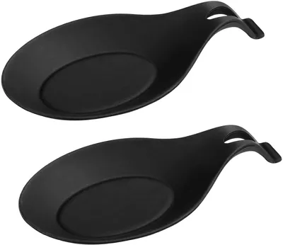 Kochlöffelhalter aus Silikon, 2er-Set, mandelförmig, schwarz