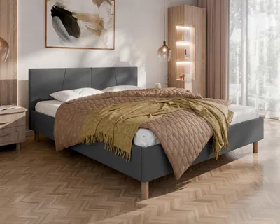 Produktbild von ALMORE Polsterbett – minimalistisches Design, Holzbett auf Füßen | ohne matratze