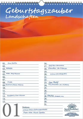 Produktbild von Geburtstagsplaner Geburtstagskalender Landschaftszauber DIN A3 Kalender Landschaften und ferne Länder - Seelenzauber