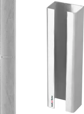 A product shot of a metal post extension adapter.