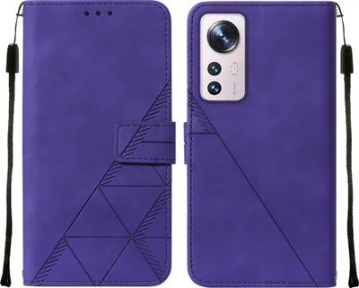 Produktbild von Xiaomi 12 Lite Hülle, Schlank Prägung Flip Leder Kartenfächer Schutzhülle mit Ständer für Xiaomi 12 Lite Lila