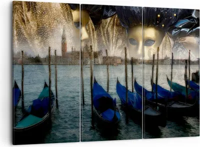 Produktbild von Bild auf Leinwand - Leinwandbild - Gondel Wasser Kanal - 105x70cm - Wand Bild - Wanddeko - Leinwanddruck - Bilder - Kunstdruck - Wanddekoration - Leinwand bilder - Wandkunst - CE105x70-0250